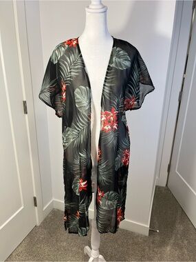 MORAL FIBER Sheer Tropical Floral Print Kimono - FREE SHIPPING on Bundles $95+